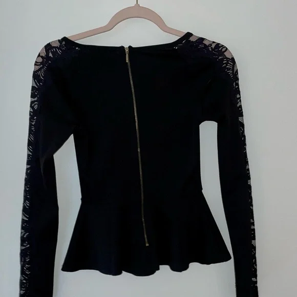 Forever 21 Black Peplum Laced Top - Picture 3 of 3